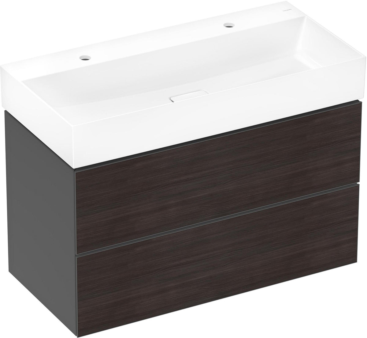 HANSGROHE Xevolos E Waschtischunterschrank 980 mm Eiche Dunkel Mattweiß mit PushOpen und SoftClose