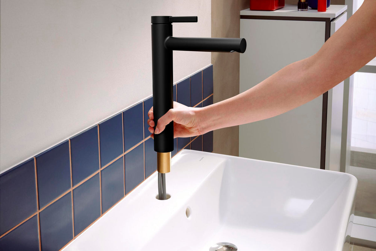 HANSGROHE Zesis S Waschtisch-Einhebelmischer 230 mm mattschwarz mit Zugstangen-Ablaufgarnitur