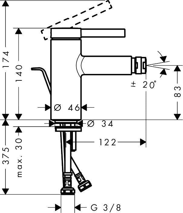 HANSGROHE Zesis S Bidetmischer mit Metall-Zugstangen-Ablaufgarnitur, chrom