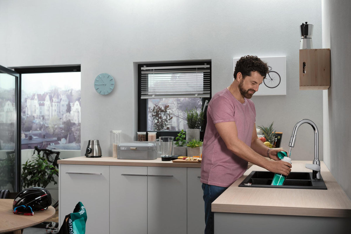 HANSGROHE Focus M42 Spültischmischer 220 mit Ausziehbrause, chrom – ComfortZone, 360° Schwenkbereich