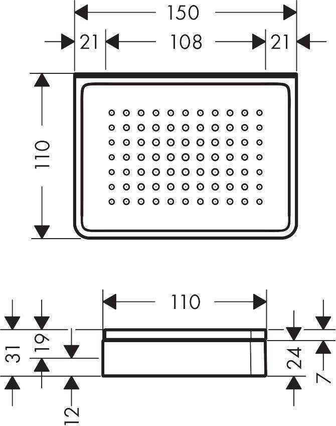 AXOR Universal Softsquare Seifenschale Wandmontage verchromt mit Keramik-Einsatz