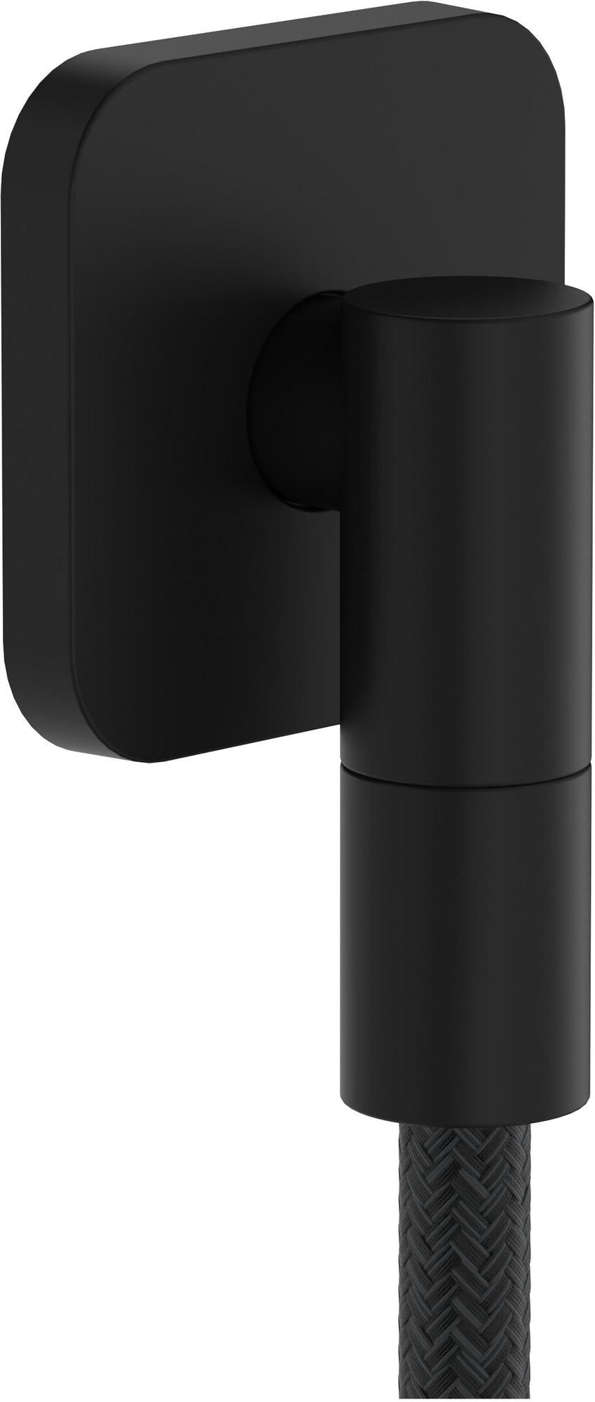 HANSGROHE Wandanschluss FixFit Fine Q mit Rückflussverhinderer – schwarz, 1/2 Zoll, 65 mm Rosette