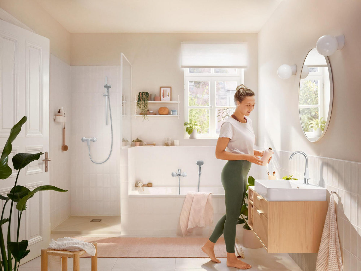 Hansgrohe Rebris S 210 Einhebel-Waschtischmischer mit Schwenkkopf und Zugstangen-Ablaufgarnitur, Chrom