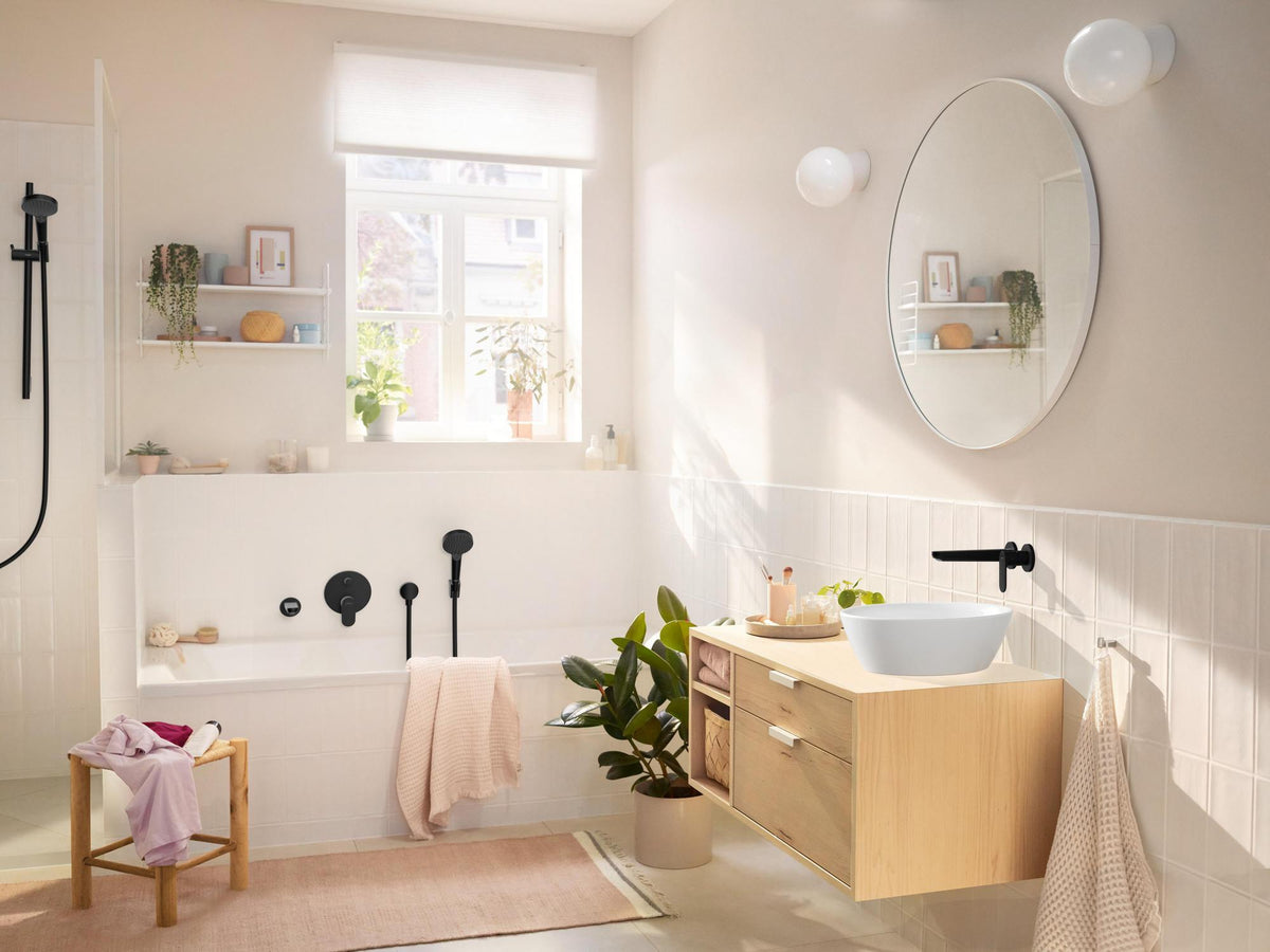 HANSGROHE Rebris S Fertigmontageset Wannenmischer Unterputz Chrom – 2 Verbraucher, Thermostat