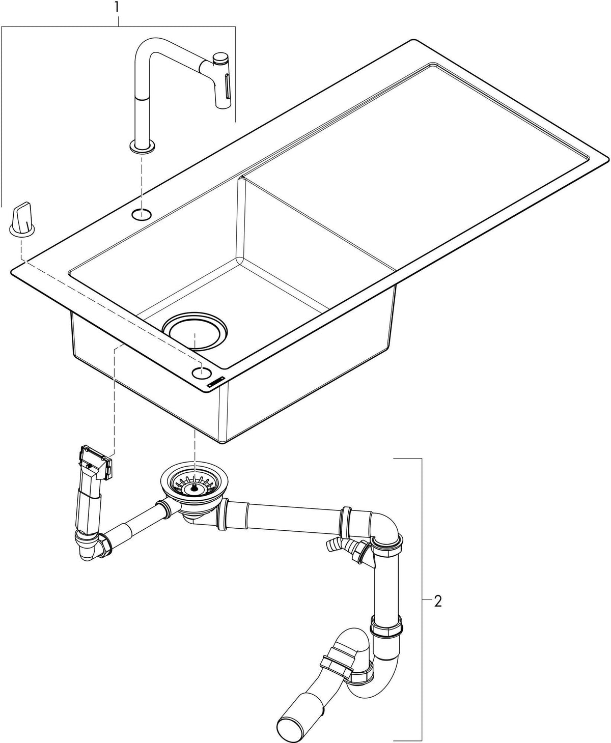 HANSGROHE Spülencombi C71 450 mm mit Abtropffläche und Einhebel-Küchenmischer, chrom