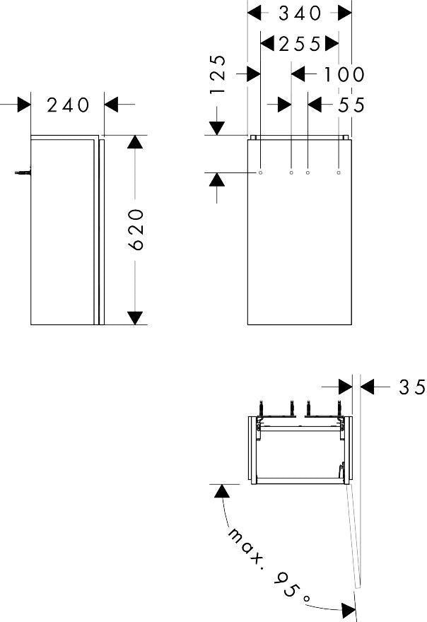 HANSGROHE Xilesa E Waschtischunterschrank 340x240mm, Türanschlag links, MoistureProof