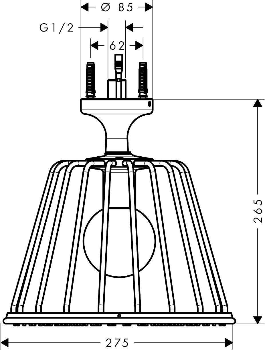 AXOR LampShower Nendo Kopfbrause mit Deckenanschluss und LED-Beleuchtung, Chrom, 275 mm