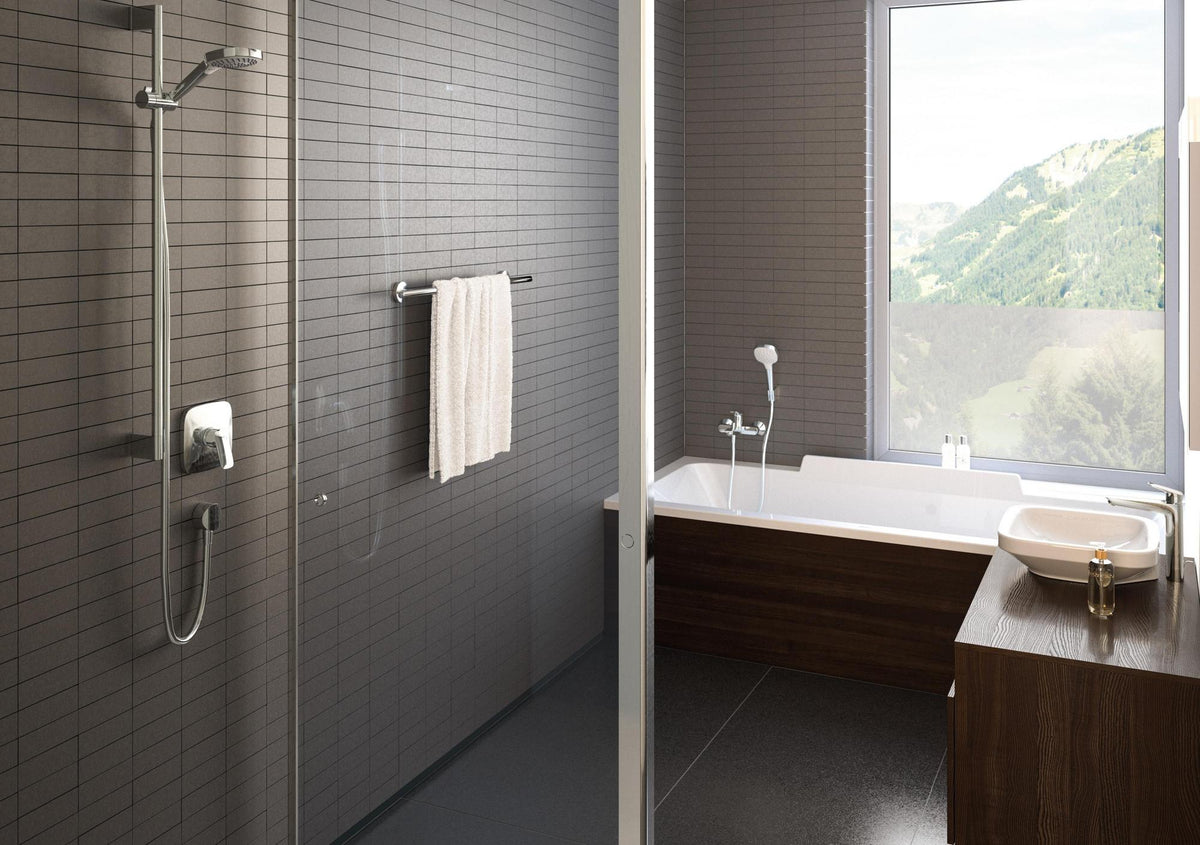 HANSGROHE Logis Einhebel-Brausemischer DN 15 Unterputz Chrom – Fertigmontageset mit Temperaturbegrenzung