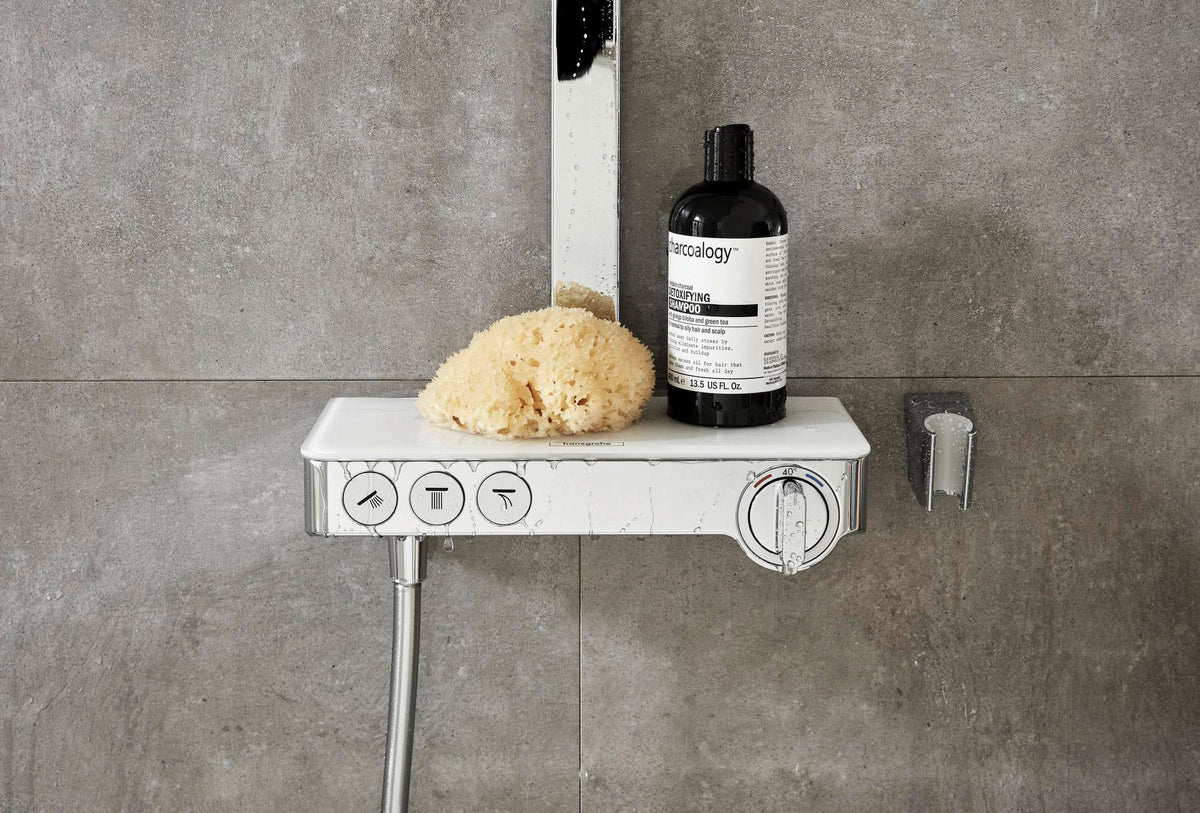 HANSGROHE Showerpipe RAINDANCE SELECT E 300 3jet ST DN 15 chrom – Duschsystem mit Thermostat ShowerTablet Select 300