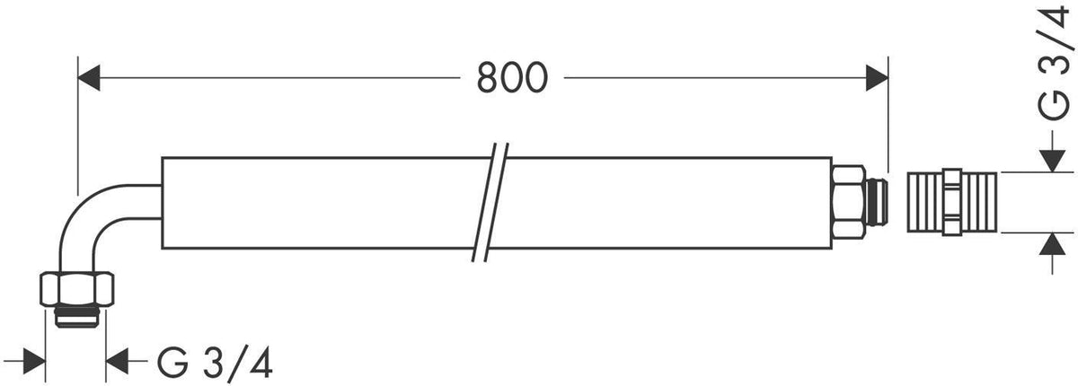 AXOR Anschlussrohr 800 mm flexibel mit Winkelstück 90° von Hansgrohe – Sanitär-Armatur
