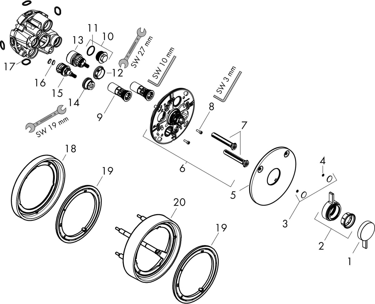 HANSGROHE HG Mischer DuoTurn S Unterputz, 2 Verbraucher chrom – Mengensteuerung und Umsteller