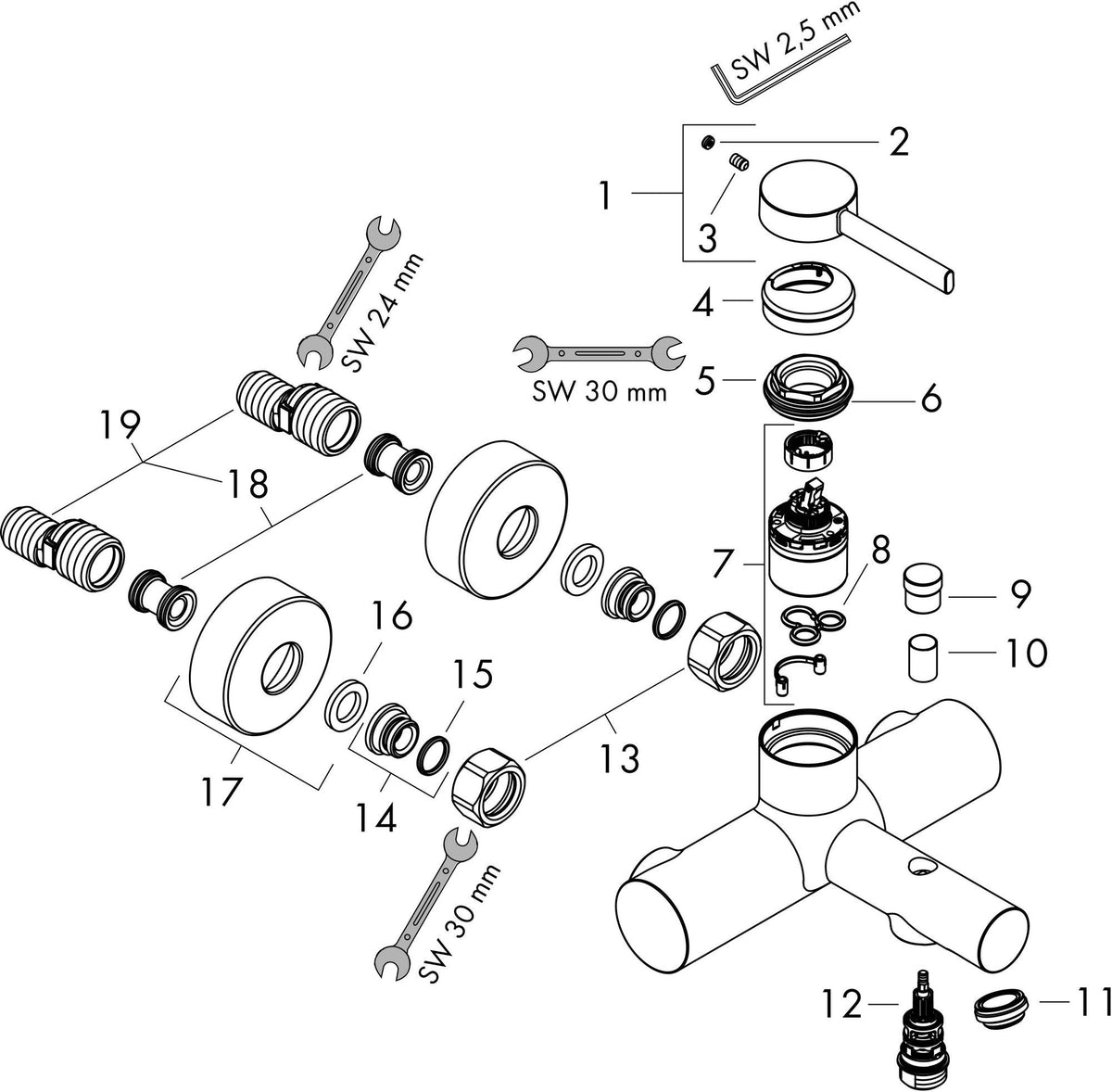 Hansgrohe Zesis S Wannenmischer Aufputz Chrom – 2 Verbraucher, Temperaturbegrenzung