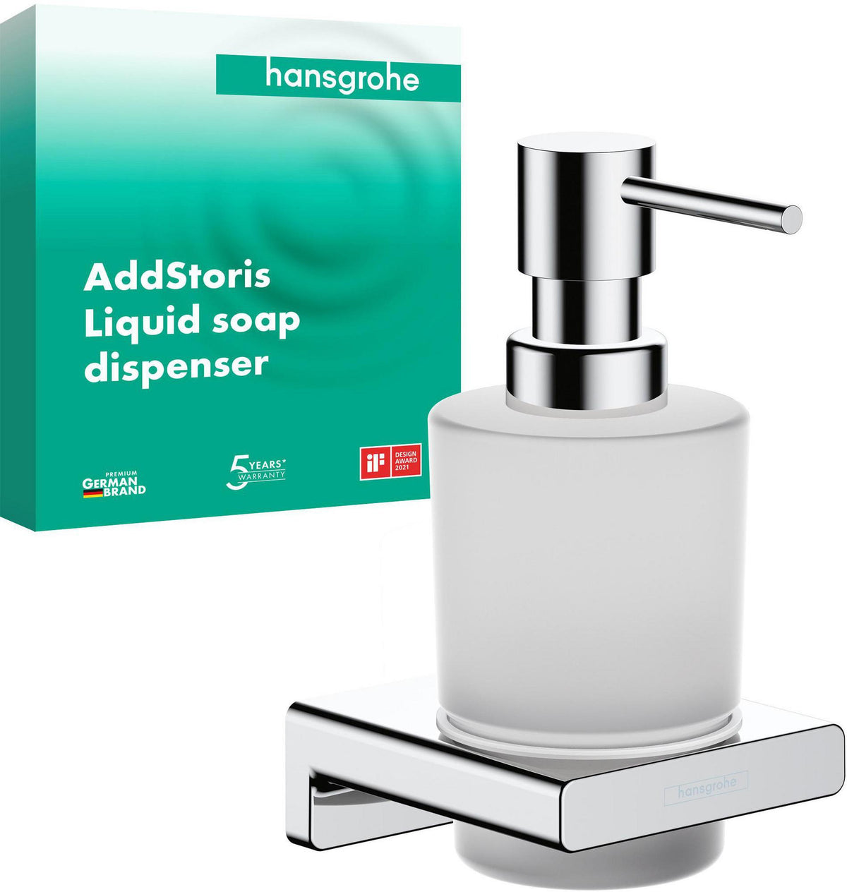 HANSGROHE AddStoris Lotionspender Wandmontage Chrom – 200 ml Flüssigseife, Mattglas