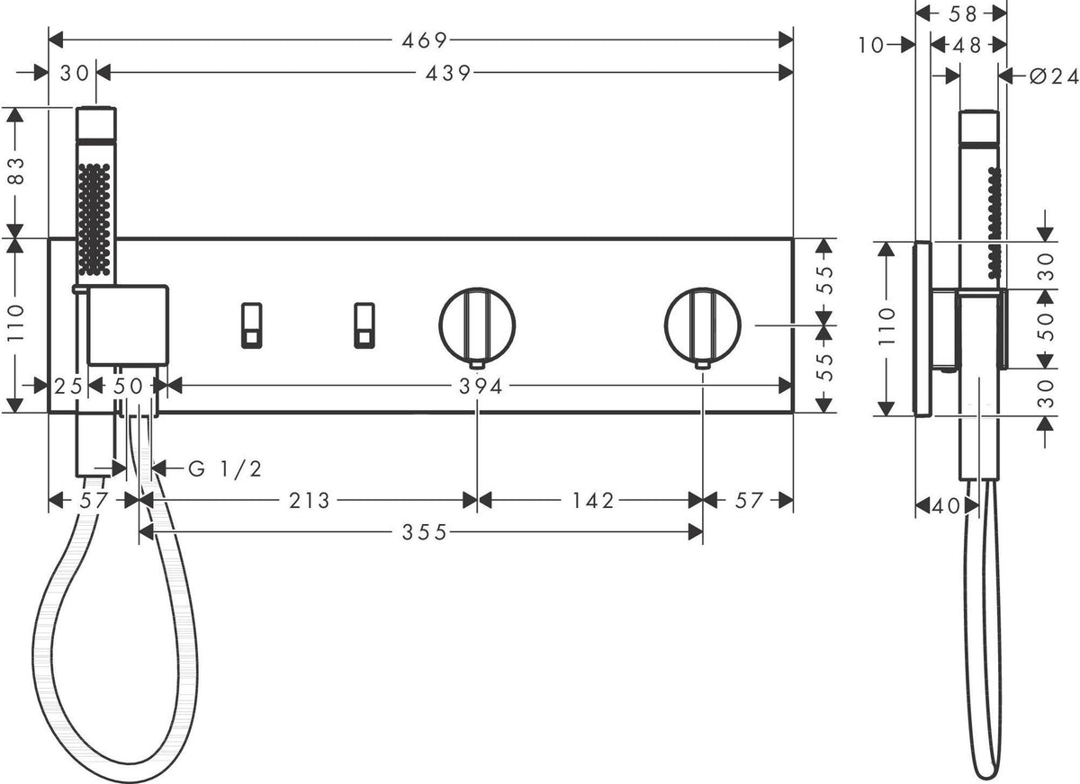 AXOR ShowerComposition Thermostatmodul 470/110 für 2 Verbraucher, chrom – Hansgrohe