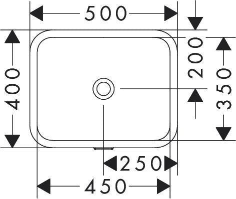 HANSGROHE Xuniva Q Unterbauwaschtisch 450x350mm weiß ohne Hahnloch mit Überlauf