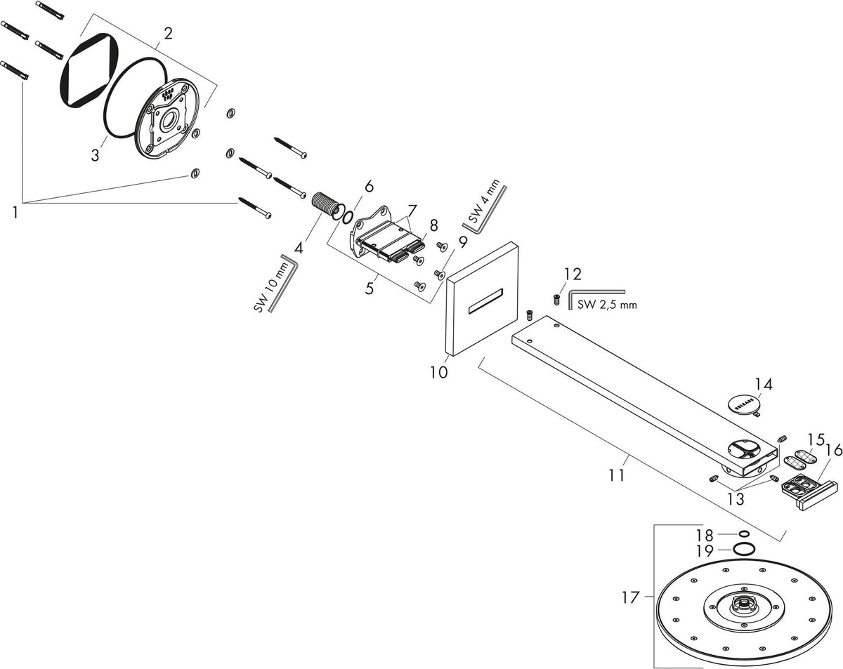 AXOR Kopfbrause 300 1jet PowderRain Chrom mit Brausearm 450 mm
