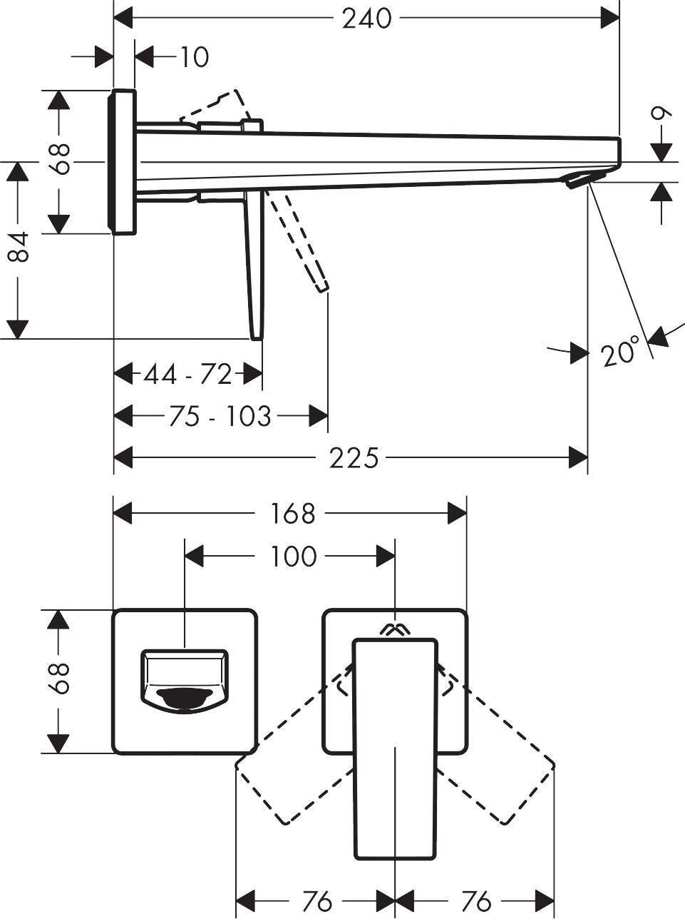 HANSGROHE Metropol Einhebel-Waschtischmischer Unterputz DN15 mit 165 mm Auslauf in Chrom