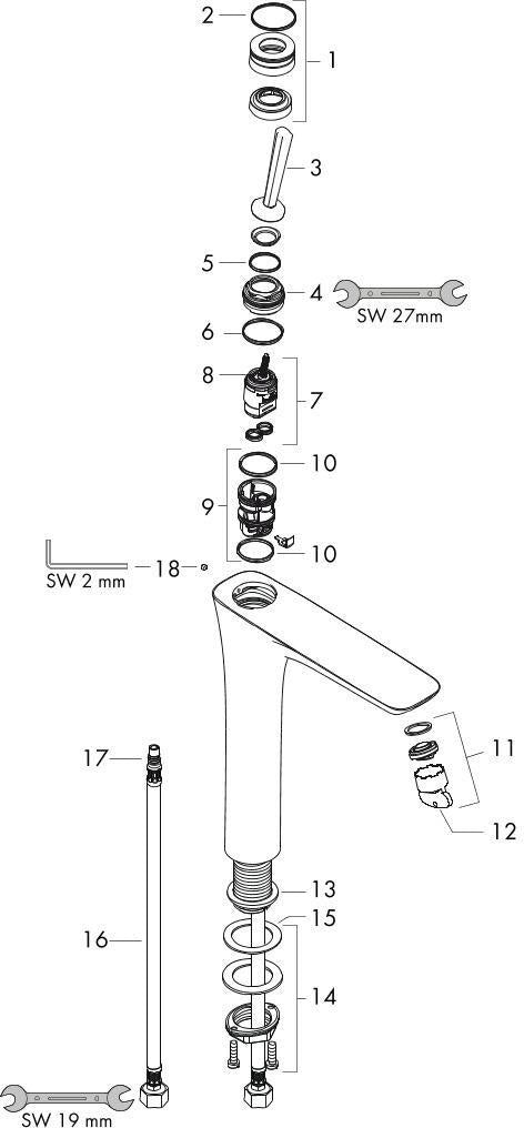 HANSGROHE PURA VIDA 200 Einhebel-Waschtischmischer DN 15 mit Push-Open Ablaufgarnitur, chrom