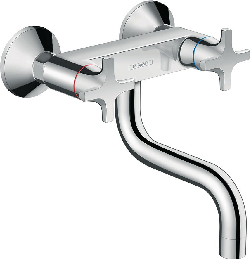 HANSGROHE Logis Classic 2-Griff-Küchenmischer DN 15 Wandmontage Lowspout Chrom