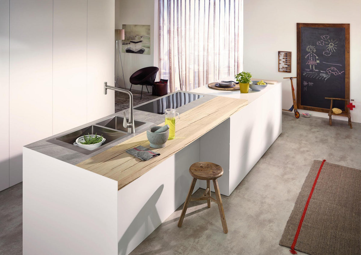 HANSGROHE Einbauspüle S71 Edelstahl 180 x 450 mm – 2 Becken, flächenbündig