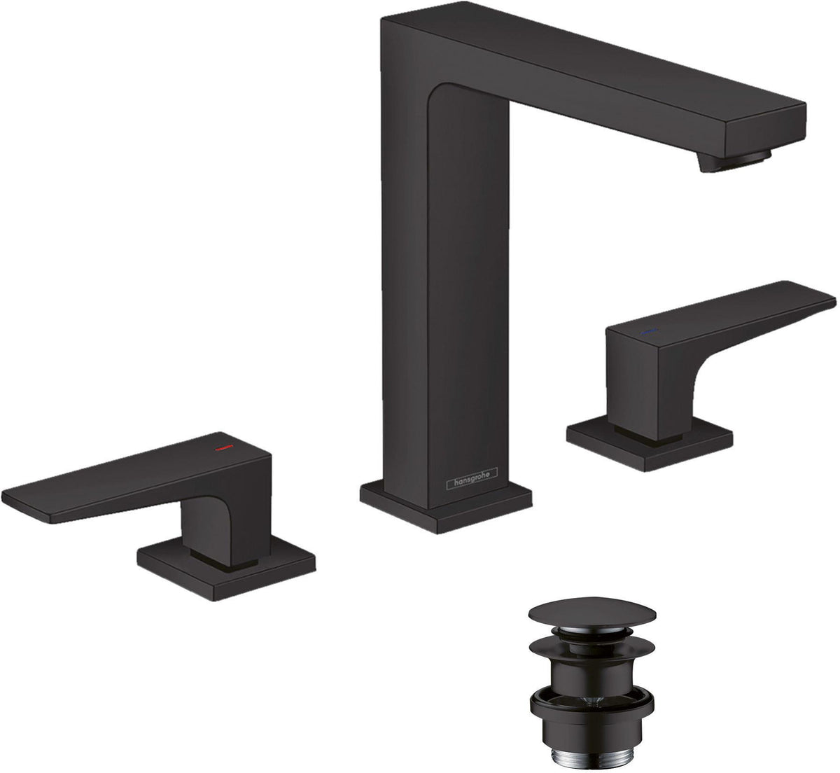 HANSGROHE Metropol 3-Loch-Waschtischarmatur mit Push-Open Ablaufgarnitur, Chrom, ComfortZone 160