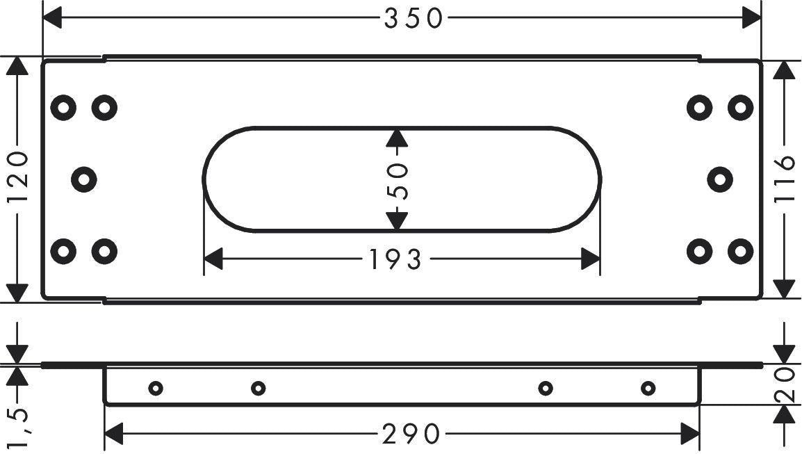 HANSGROHE sBox Montageplatte Fliesenrand 350 x 120 mm – Saubere Wandmontage