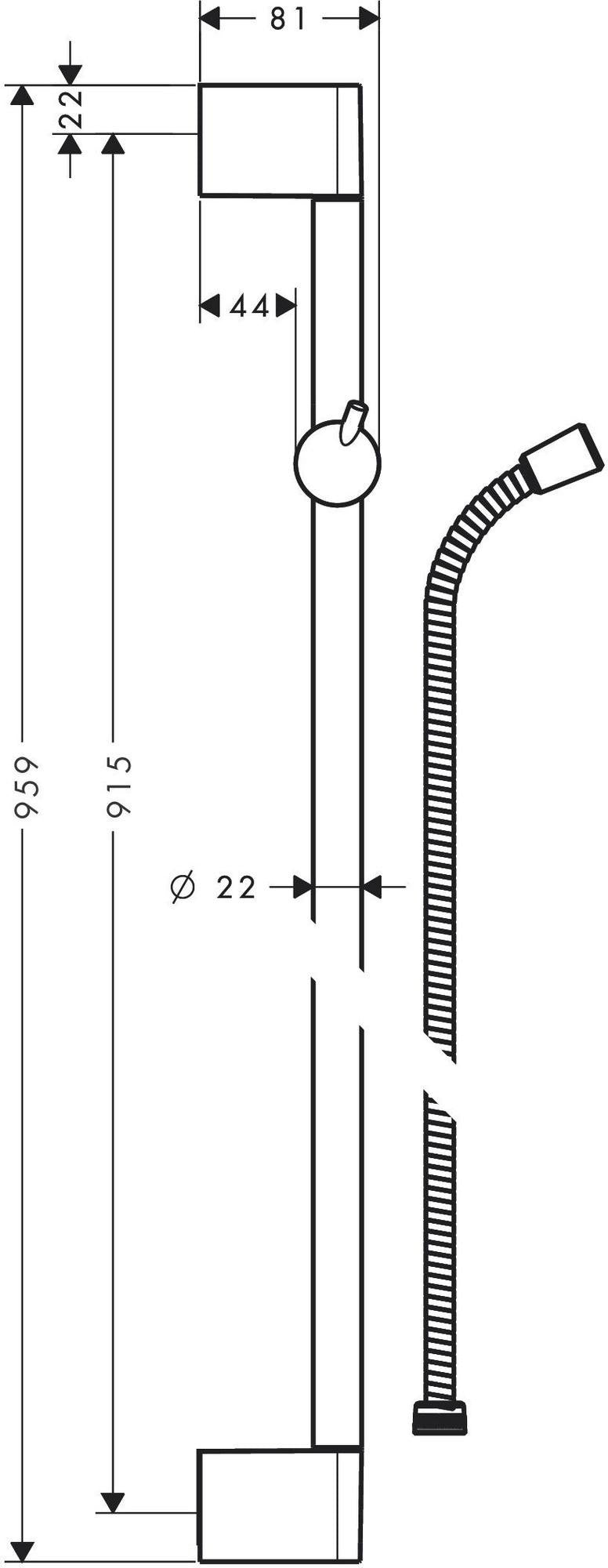 HANSGROHE Unica Crometta Brausestange 900 mm mit Brauseschlauch 1600 mm – Chrom