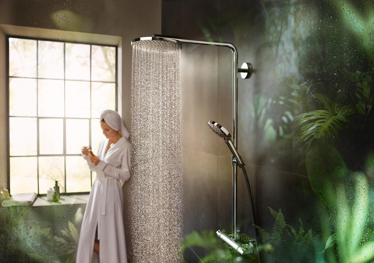 HANSGROHE Raindance Select S 120 Brauseset mit 3 Strahlarten, Select-Taste und Seifenschale in Chrom
