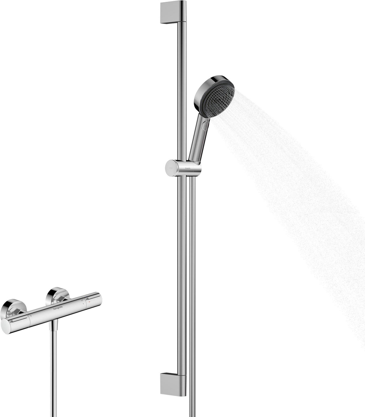AXOR Pulsify Select S Brausesystem 105 3jet mit Ecostat Thermostat und 90 cm Brausestange in Chrom