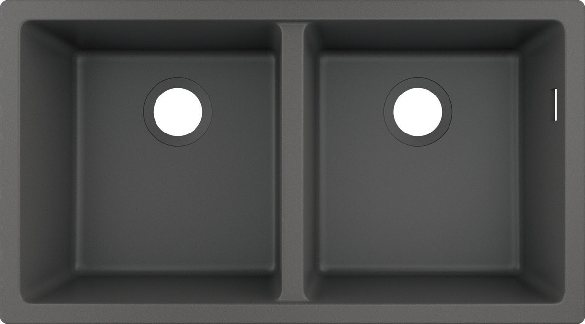 HANSGROHE Unterbauspüle S51 370/370 SilicaTec Graphitschwarz – Doppelbecken ohne Hahnloch