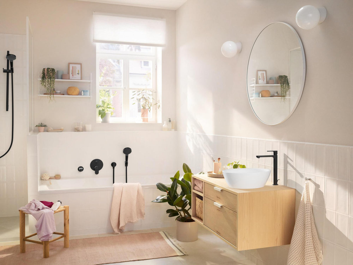 HANSGROHE Rebris S Fertigmontageset Wannenmischer Unterputz Chrom – 2 Verbraucher, Thermostat