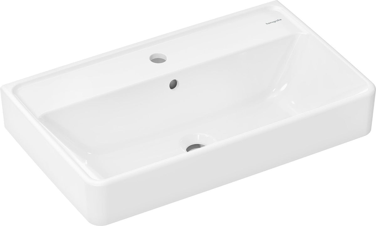 HANSGROHE Waschtisch Xanuia Q Compact 650x370mm weiß mit SmartClean, Hahnloch und Überlauf