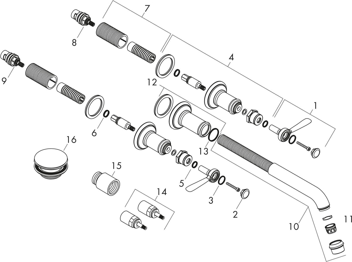 AXOR MONTREUX 3-Loch-Waschtischarmatur Unterputz DN 15 mit Hebelgriff Chrom