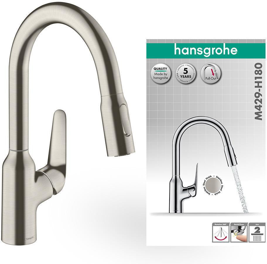 HANSGROHE Focus M42 Spültischmischer 180 mit Ausziehbrause, chrom