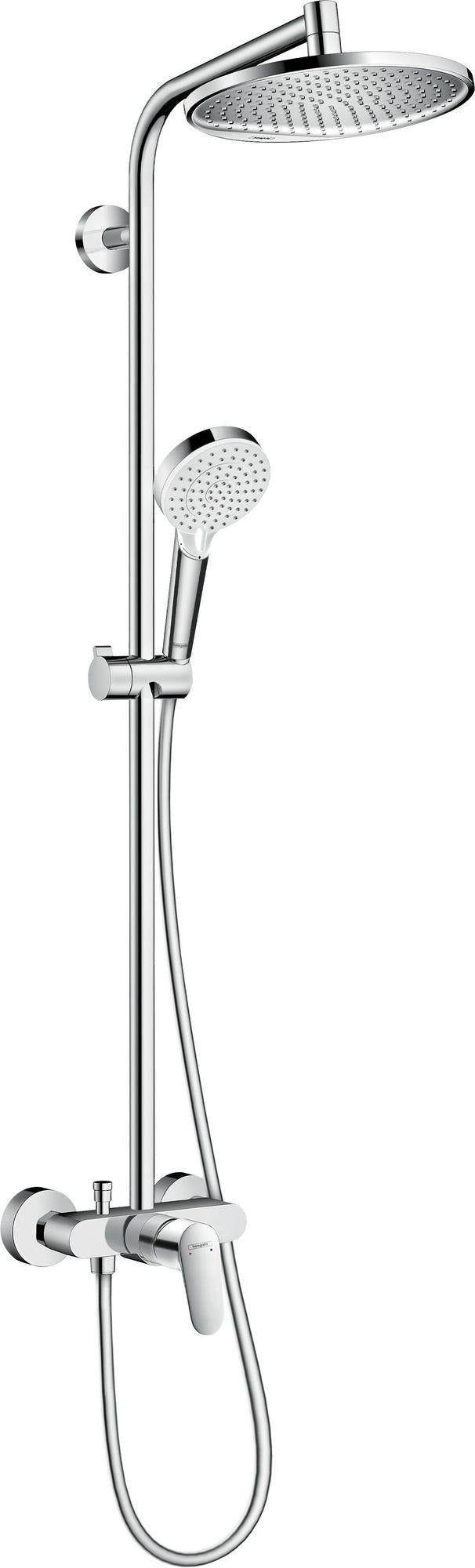 HANSGROHE Showerpipe CROMETTA S 240 chrom mit Einhebelmischer – Duschsystem mit 240 mm Kopfbrause