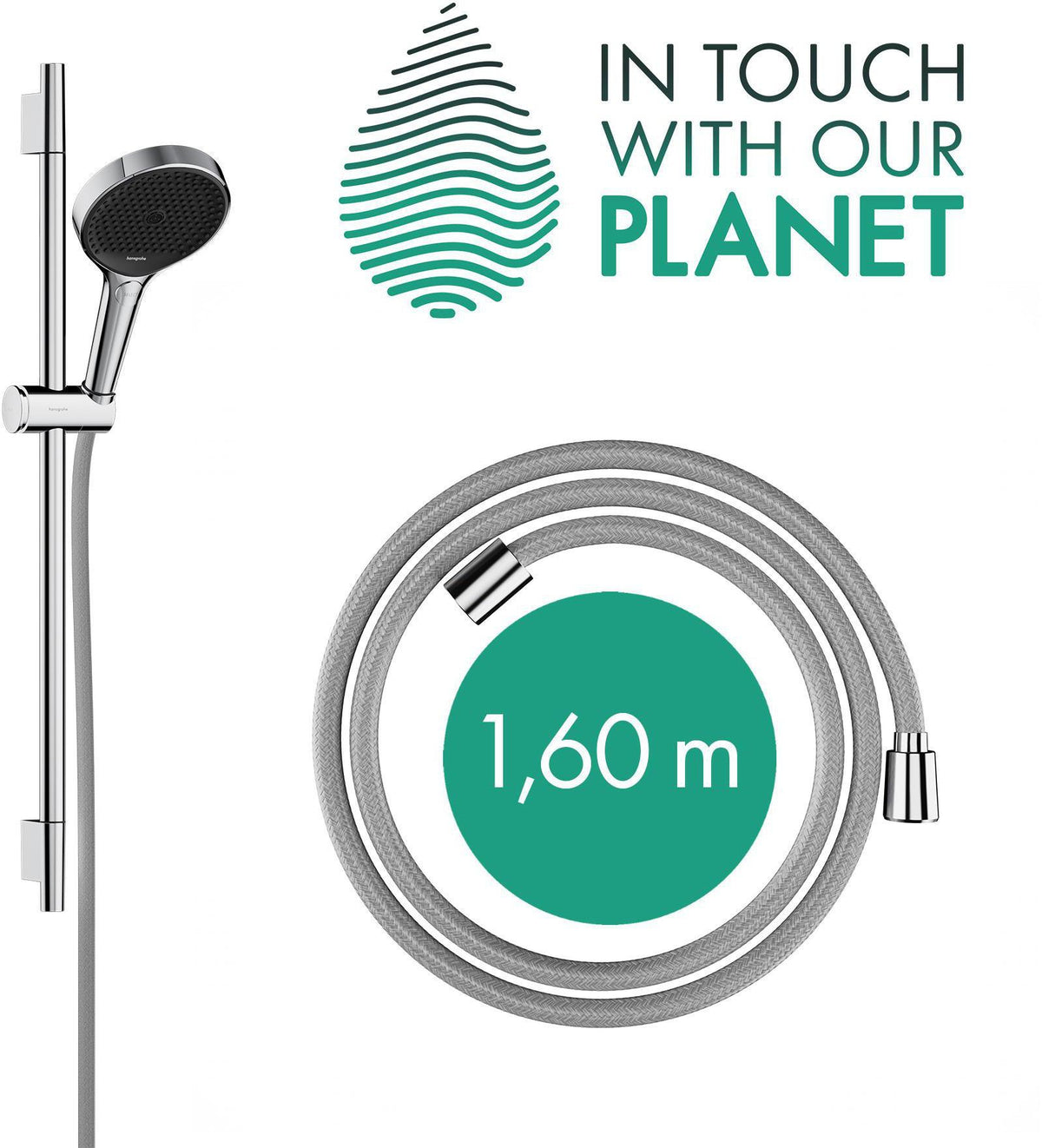 HANSGROHE Rainfinity 130 3jet Brauseset mit Unica S Puro 650mm Push Schieber, chrom