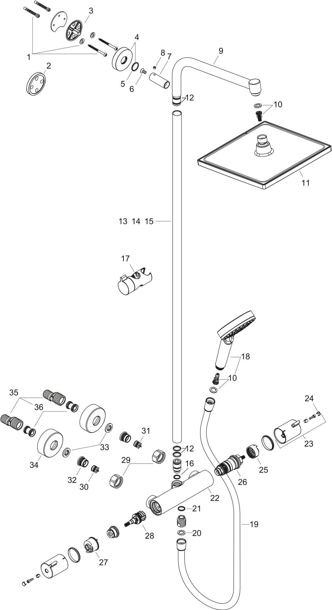 HANSGROHE Showerpipe CROMETTA E 240 Chrom mit Thermostat Ecostat 1001 CL – Duschsystem