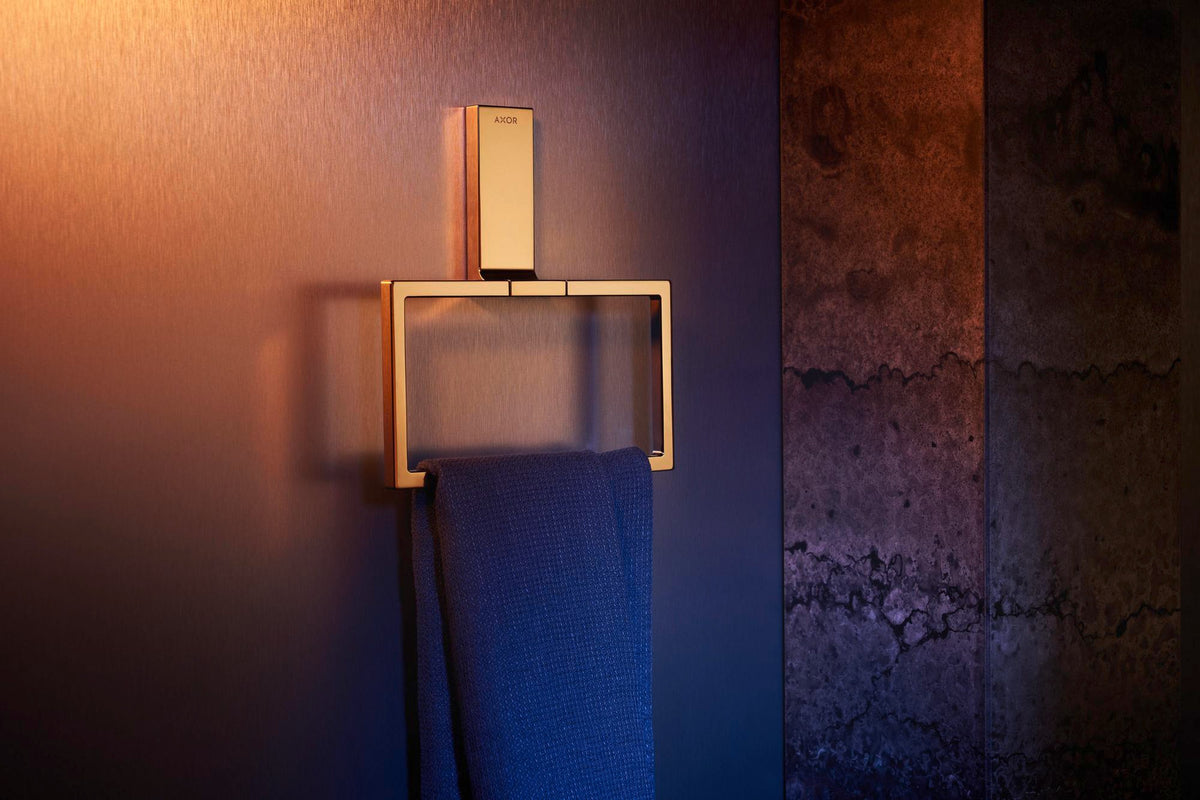 AXOR Universal Handtuchring in polished gold optic – schwenkbar, Wandmontage, verdeckte Befestigung