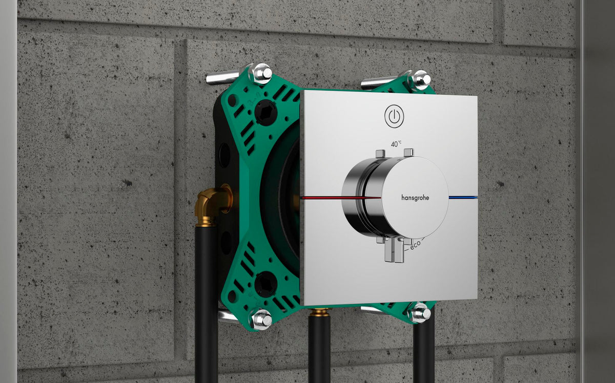 HANSGROHE ShowerSelect Comfort E Thermostat Fertigmontageset, Aufputz Chrom, 1 Verbraucher