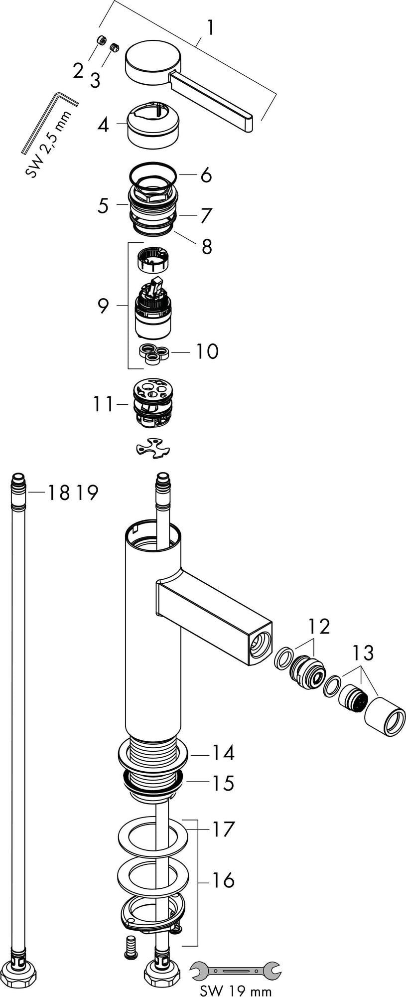 HANSGROHE Finoris Einhebel-Bidetmischer mit Push-Open Ablaufgarnitur, chrom
