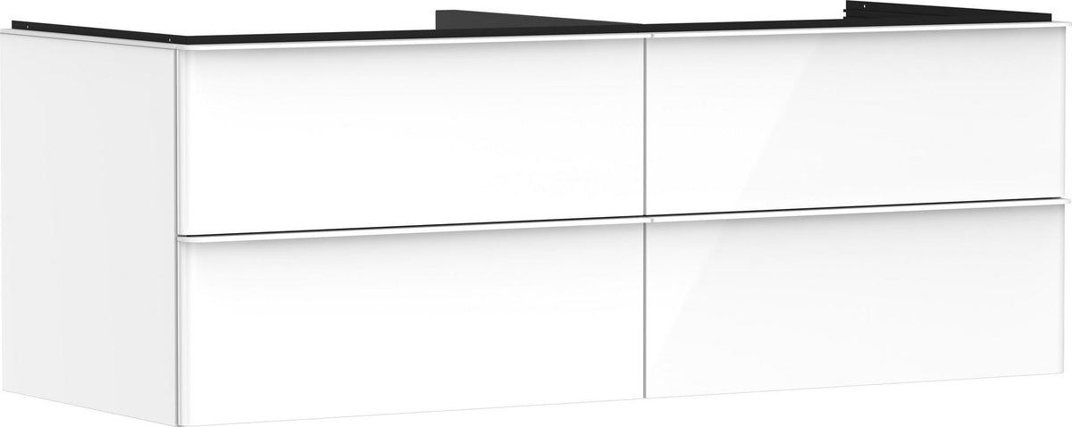 HANSGROHE Xelu Q Waschtischunterschrank 1360 mm weiß hochglanz, 4 Schubkästen, Griffleiste chrom