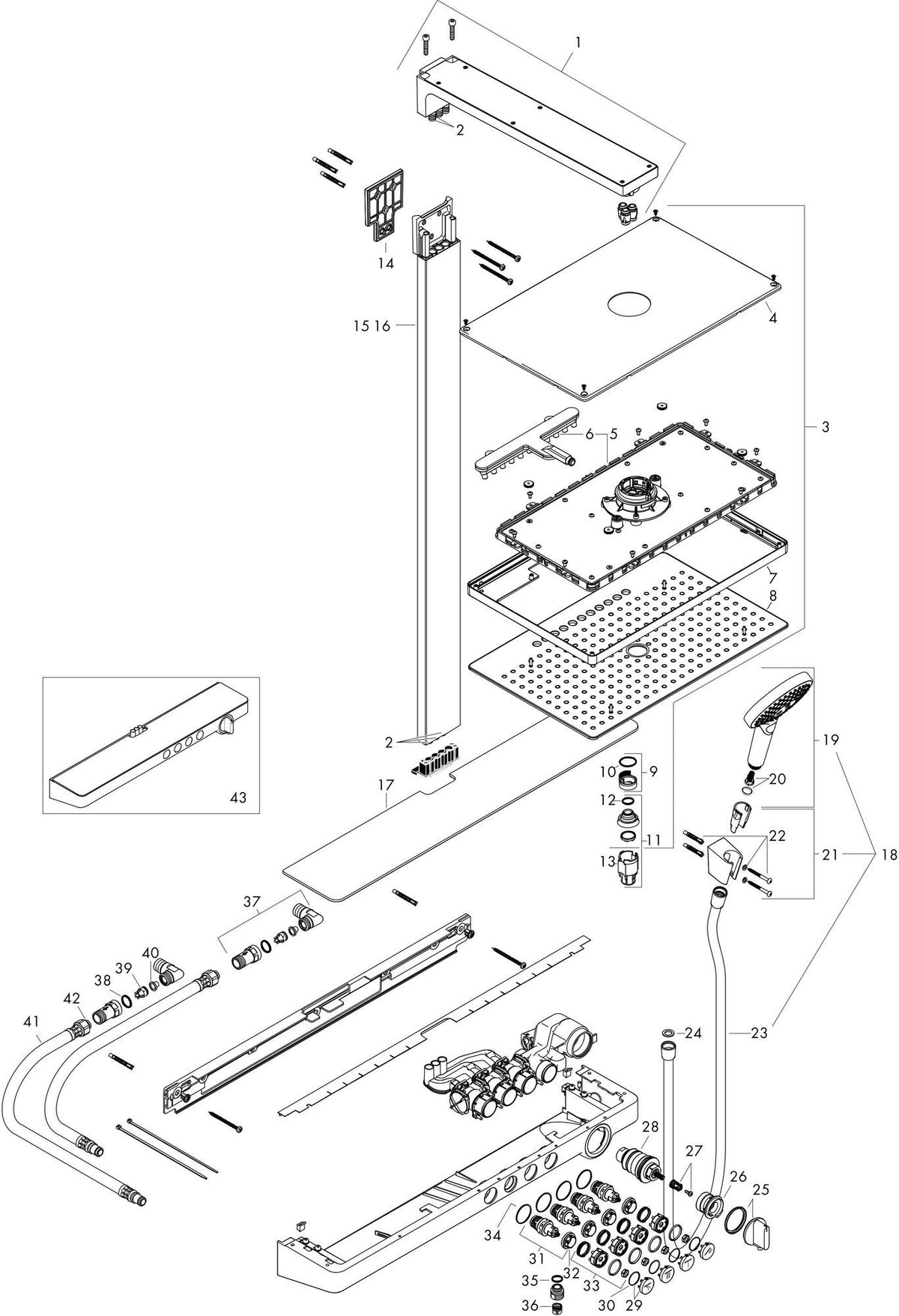 HANSGROHE Rainmaker Select 460 3jet Duschsystem – Showerpipe mit Thermostat, weiß/chrom