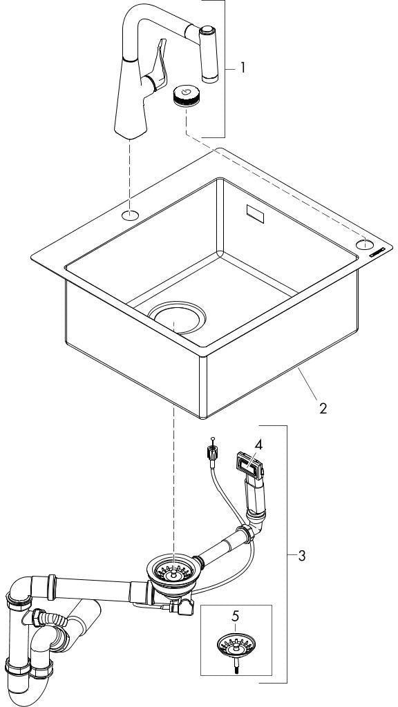 HANSGROHE Spülencombi SELECT 450 C71-F450-01 – Edelstahl-Optik mit Metris Select Armatur