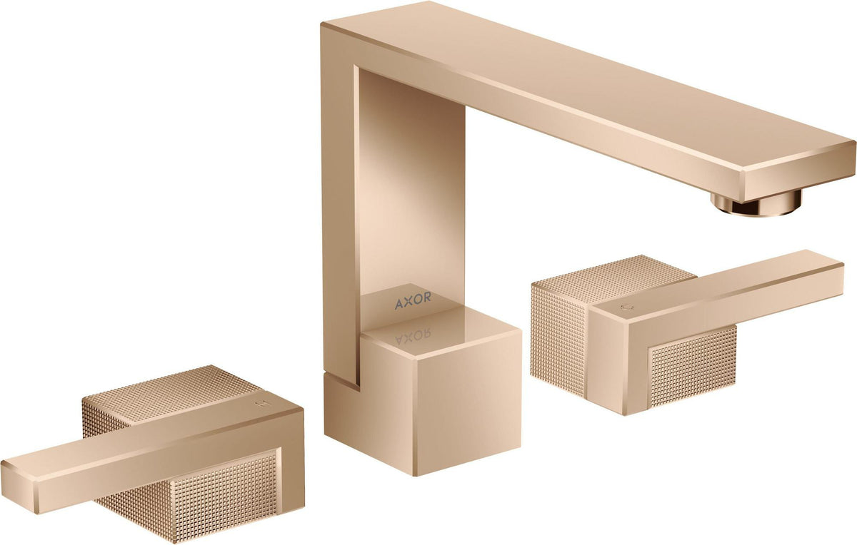 AXOR Edge 3-Loch Waschtischarmatur Diamantschliff Chrom – 130 ComfortZone, Push-Open