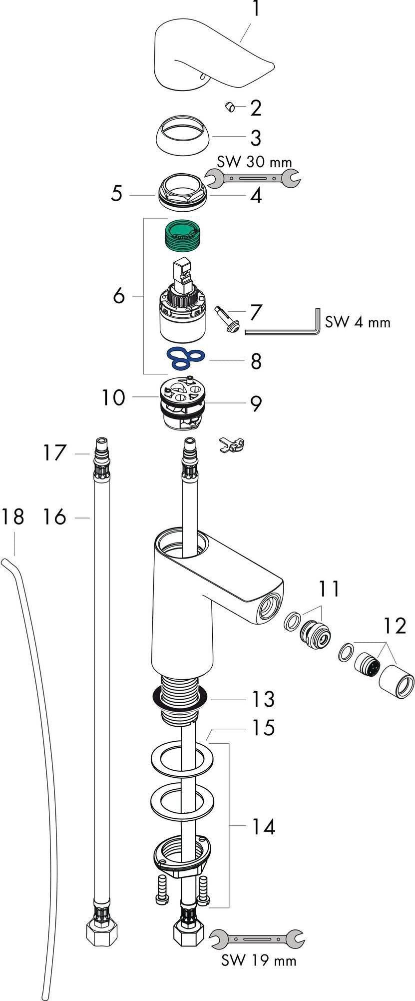 HANSGROHE Metris Einhebel-Bidetmischer DN 15 chrom mit Zugstangen-Ablaufgarnitur