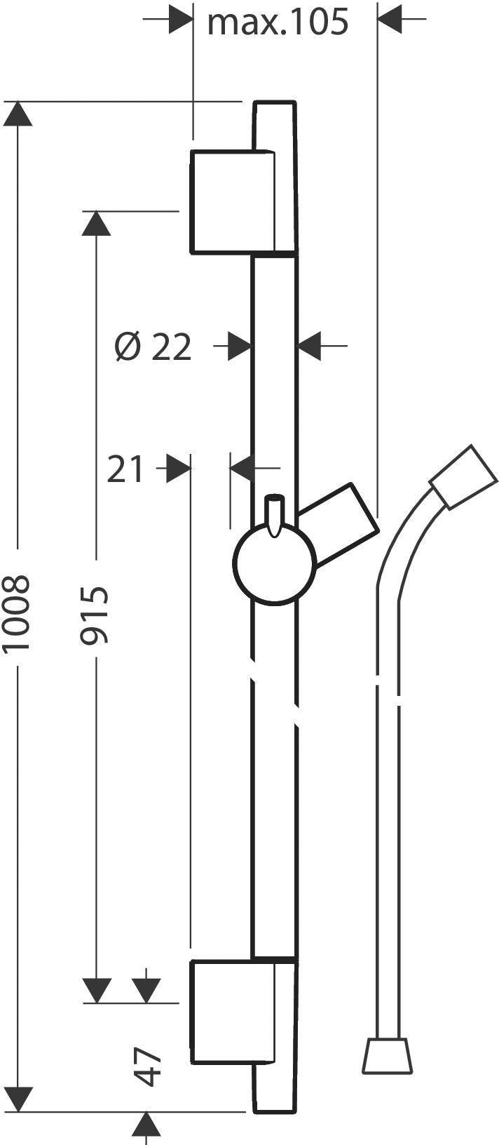 HANSGROHE Unica'S Puro Brausestange 900 mm mit Brauseschlauch 1600 mm Chrom