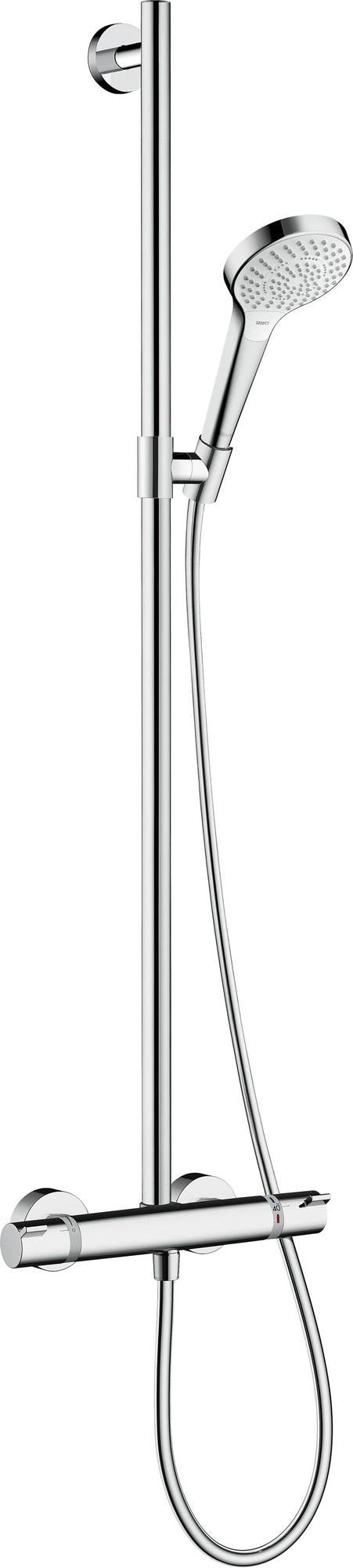 Hansgrohe Croma Select S Multi Semipipe Brausegarnitur mit Thermostat Ecostat Comfort, weiß/chrom