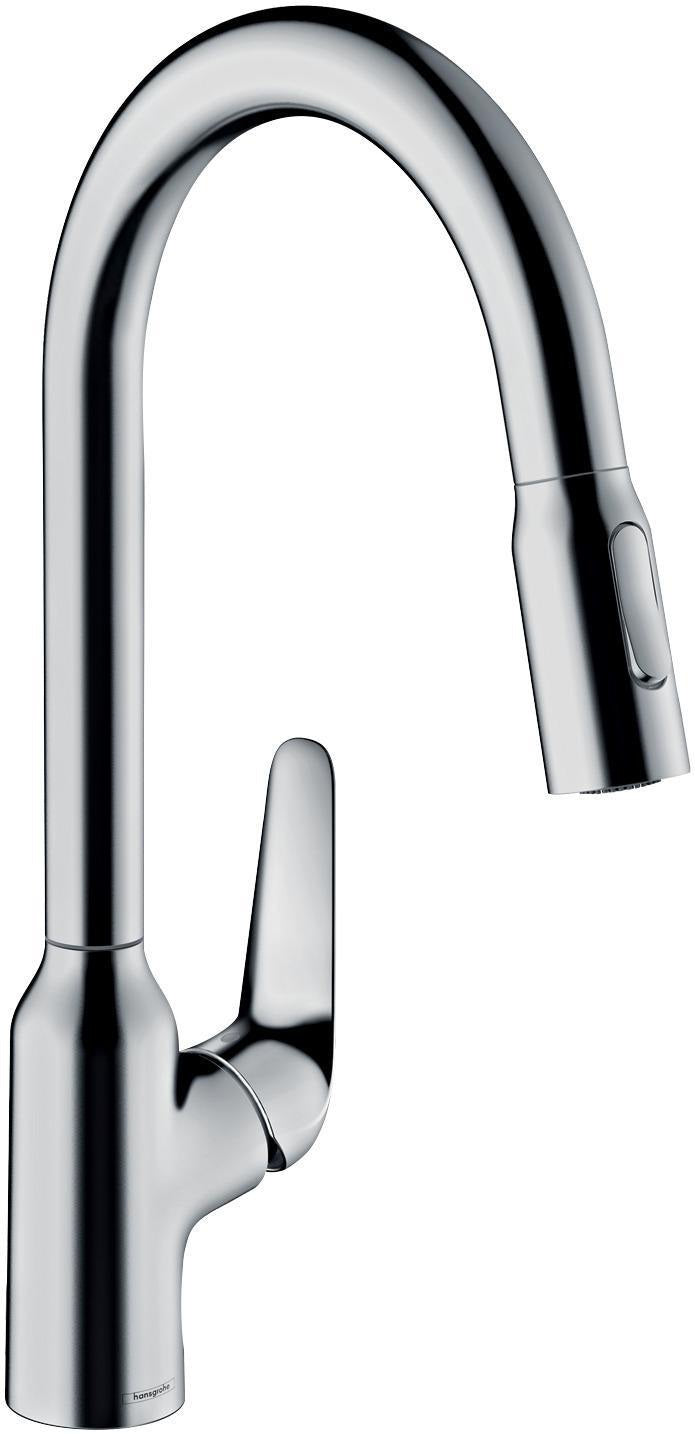 HANSGROHE Focus M42 Spültischmischer 220 mit Ausziehbrause, chrom – ComfortZone, 360° Schwenkbereich