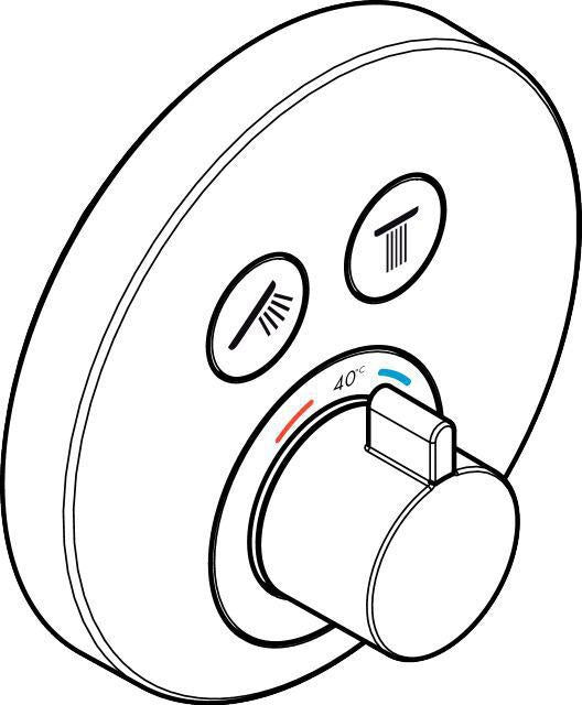 HANSGROHE ShowerSelect S Unterputz-Thermostat für 2 Verbraucher, Chrom, Select-Button