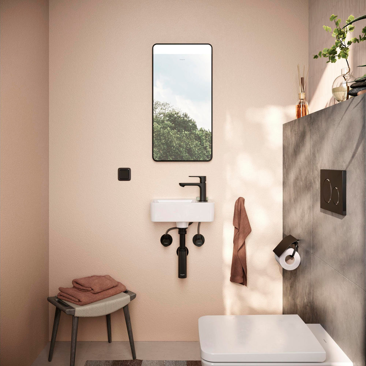 Hansgrohe Xarita Lite Q Spiegel 360 mm mit horizontaler LED-Beleuchtung, mattschwarz